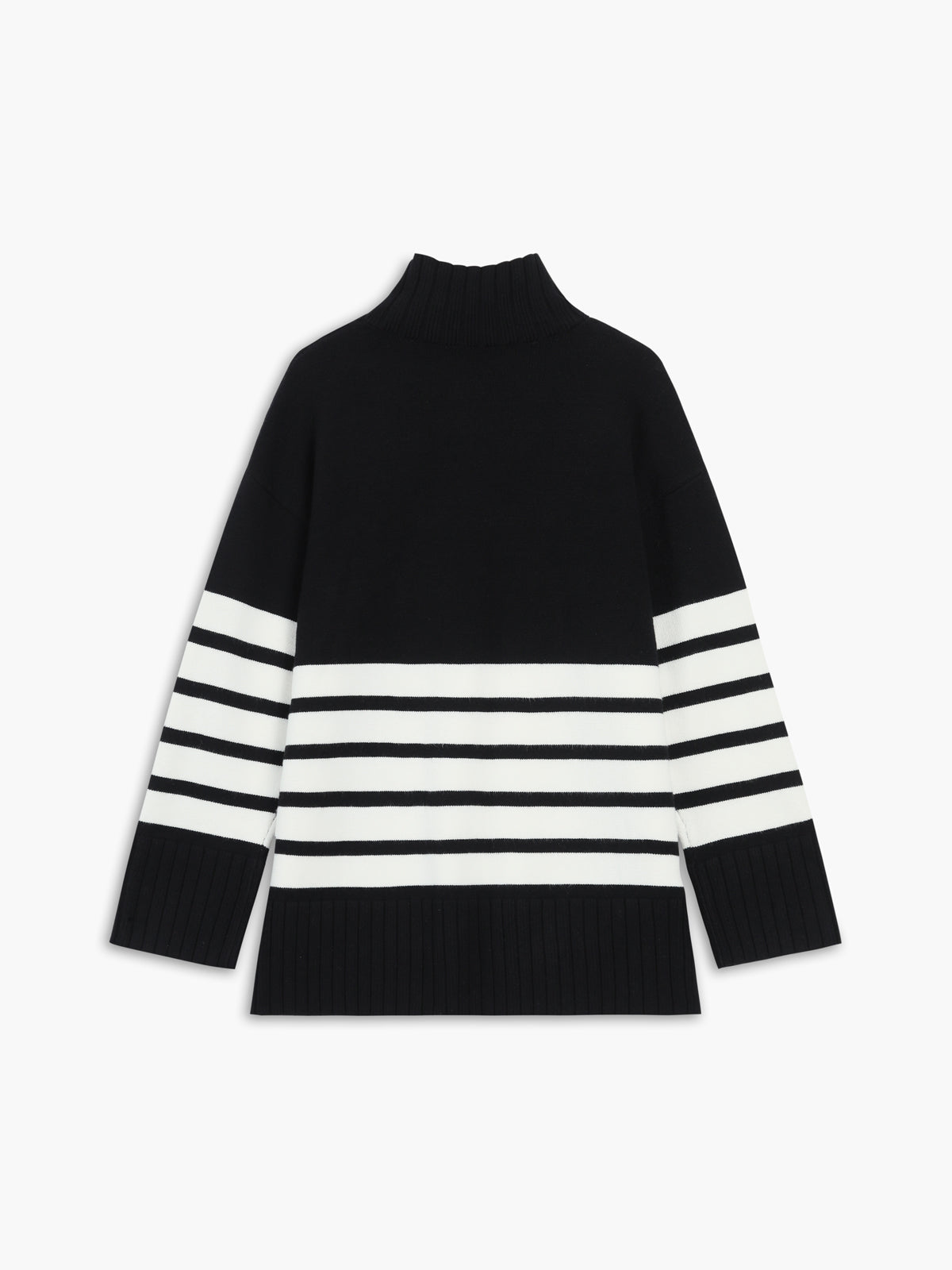 Women’s Striped Mock Neck Sweater | Luxe Colorblock Knit Jumper | High Neck Pullover