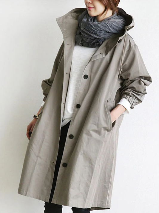 Women’s Oversized Trench Coat – Lightweight Waterproof Windbreaker