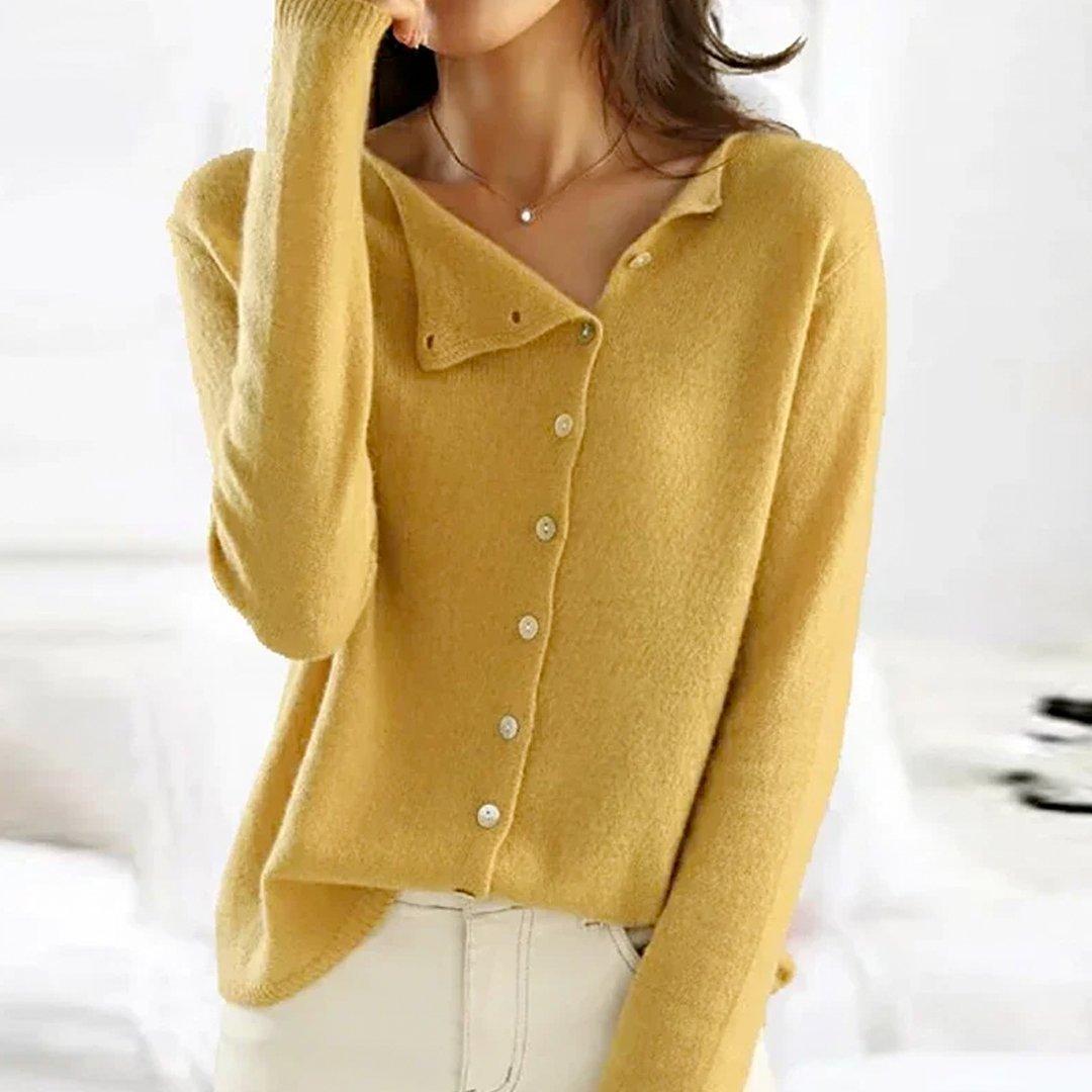Asymmetrical Button Sweater – Soft Knit Top for Effortless Elegance
