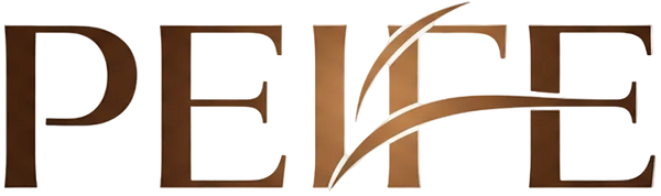 PEIFE LOGO, BROWN, ELEGANT, TRANSPARENT BG