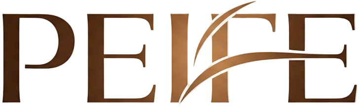 PEIFE LOGO, BROWN, ELEGANT, TRANSPARENT BG