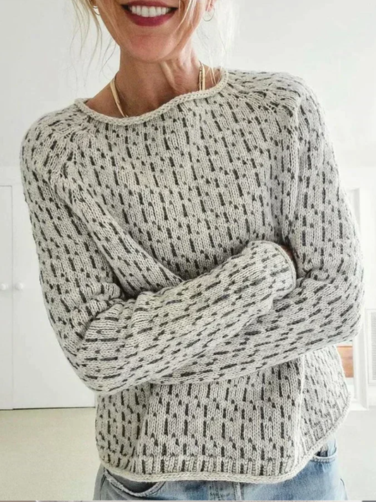 Cozy Textured Knit Sweater – Soft Cotton Wool Blend